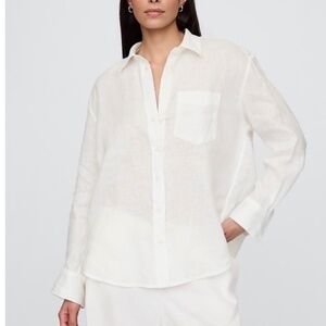 Women's 100% Linen Gap Boyfriend Fit Shirt White Size Large